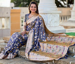 Lovely Grey Color Banarasi Fabric Partywear Saree
