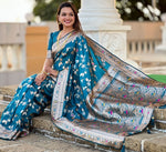 Lovely Teal  Color Banarasi Fabric Partywear Saree