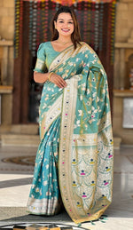 Lovely Green Color Banarasi Fabric Partywear Saree