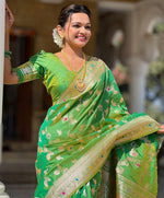 Lovely Green Color Banarasi Fabric Partywear Saree