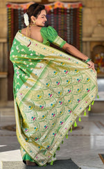 Lovely Green Color Banarasi Fabric Partywear Saree