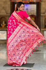 Lovely Pink Color Banarasi Fabric Partywear Saree