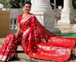 Lovely Red Color Banarasi Fabric Partywear Saree