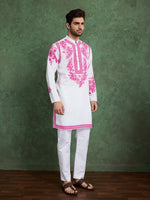 Amazing White Color Viscose Fabric Mens Kurta