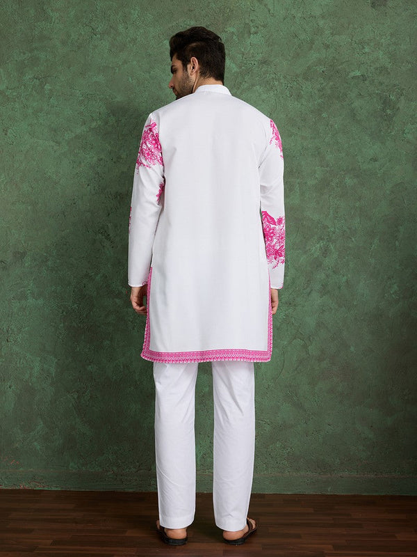 Amazing White Color Viscose Fabric Mens Kurta