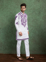 Amazing White Color Viscose Fabric Mens Kurta