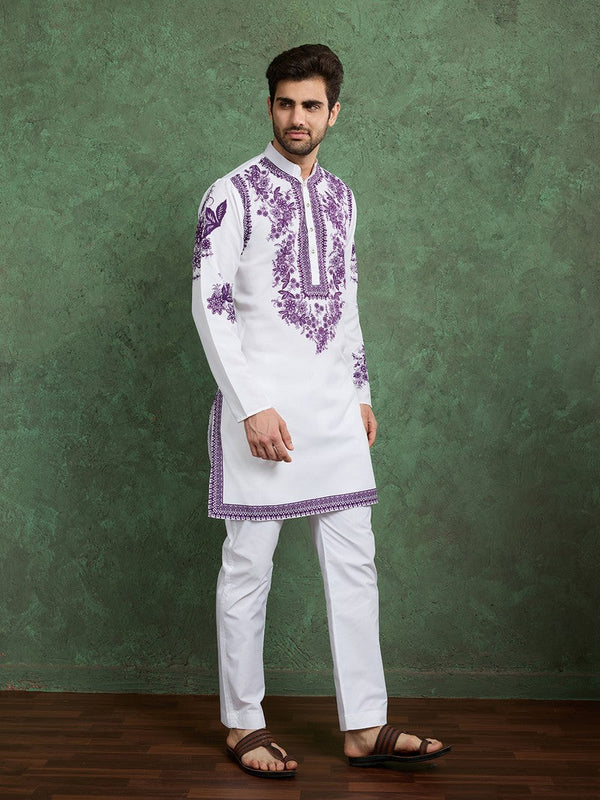 Amazing White Color Viscose Fabric Mens Kurta