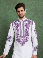 Amazing White Color Viscose Fabric Mens Kurta