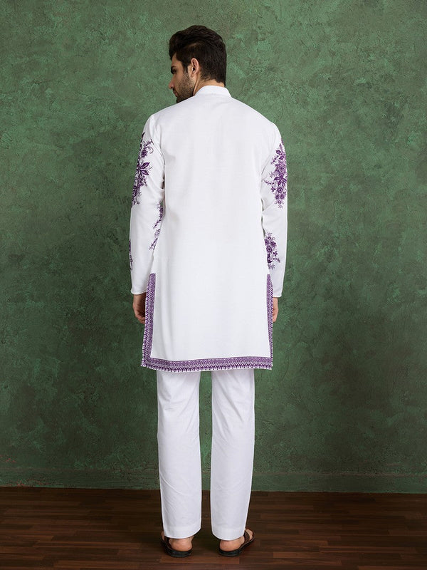 Amazing White Color Viscose Fabric Mens Kurta