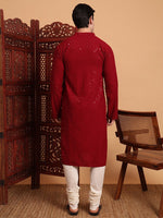 Amazing Maroon Color Rayon Fabric Kurta Pajama