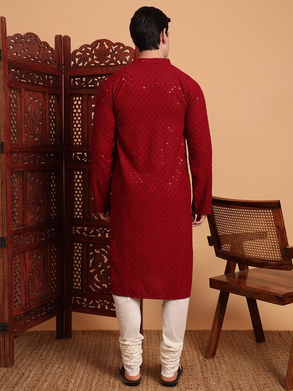 Amazing Maroon Color Rayon Fabric Kurta Pajama