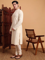 Amazing Cream Color Rayon Fabric Kurta Pajama
