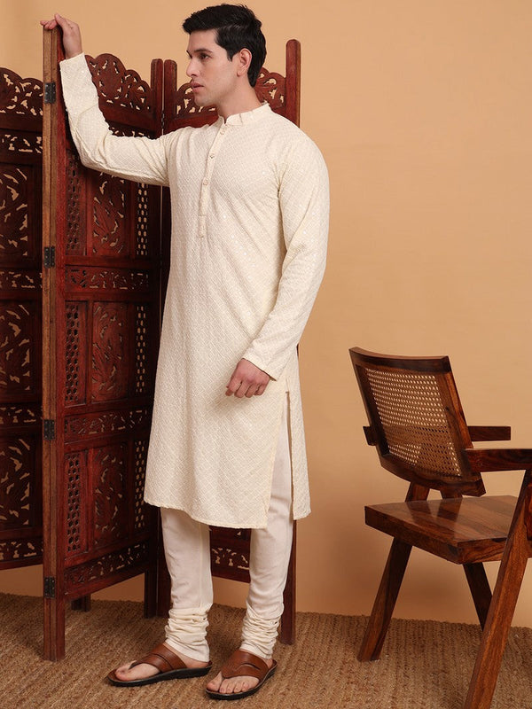 Amazing Cream Color Rayon Fabric Kurta Pajama