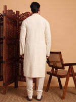 Amazing Cream Color Rayon Fabric Kurta Pajama