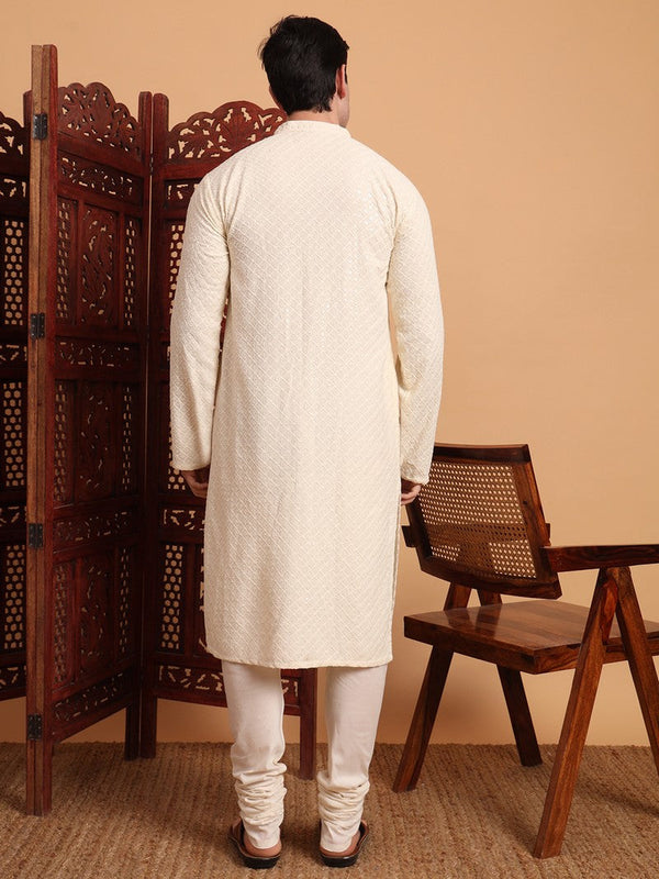 Amazing Cream Color Rayon Fabric Kurta Pajama