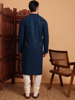 Amazing Navy Blue Color Rayon Fabric Kurta Pajama