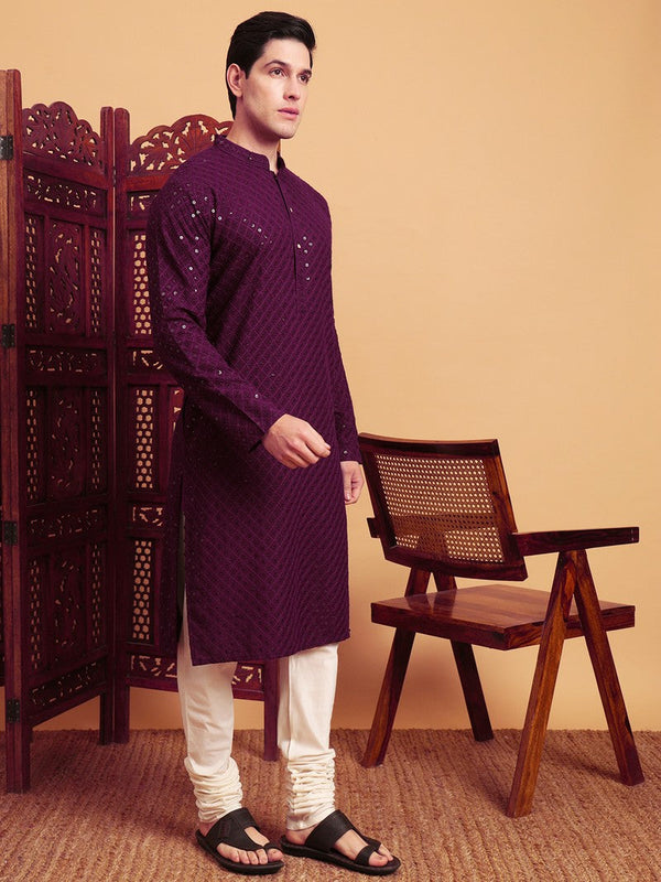 Amazing Purple Color Rayon Fabric Kurta Pajama