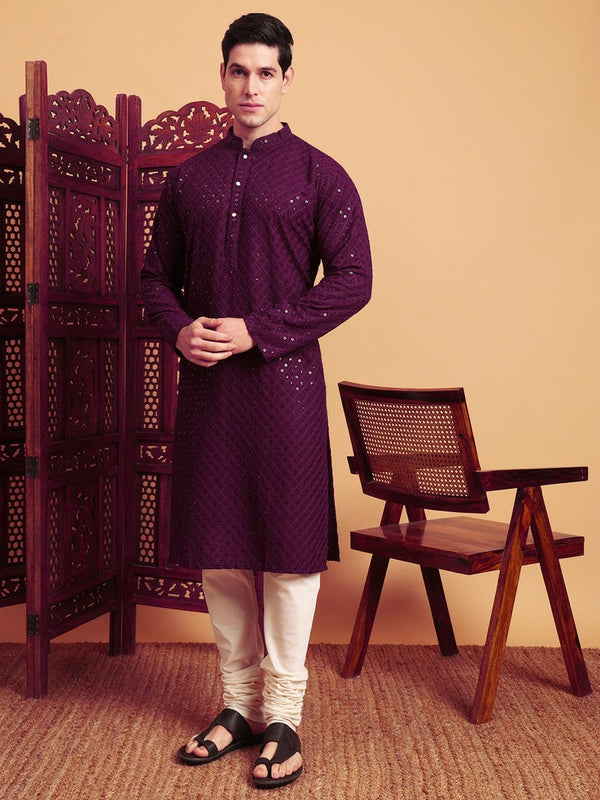 Amazing Purple Color Rayon Fabric Kurta Pajama