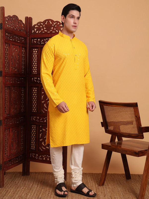 Amazing Yellow Color Rayon Fabric Kurta Pajama