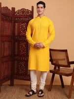 Amazing Yellow Color Rayon Fabric Kurta Pajama