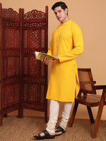 Amazing Yellow Color Rayon Fabric Kurta Pajama