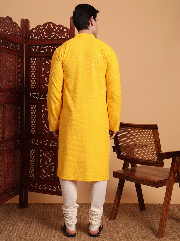 Amazing Yellow Color Rayon Fabric Kurta Pajama