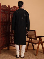 Amazing Black Color Rayon Fabric Kurta Pajama