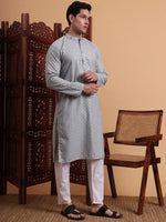 Amazing Grey Color Rayon Fabric Kurta Pajama