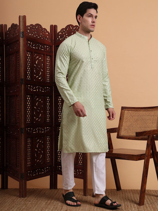 Amazing Green Color Rayon Fabric Kurta Pajama