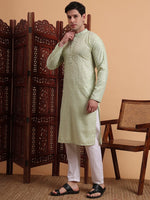Amazing Green Color Rayon Fabric Kurta Pajama