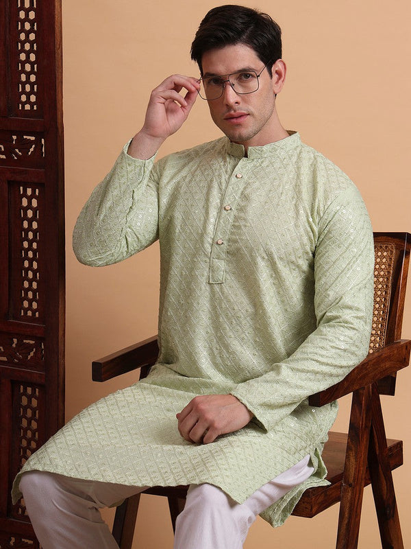 Amazing Green Color Rayon Fabric Kurta Pajama