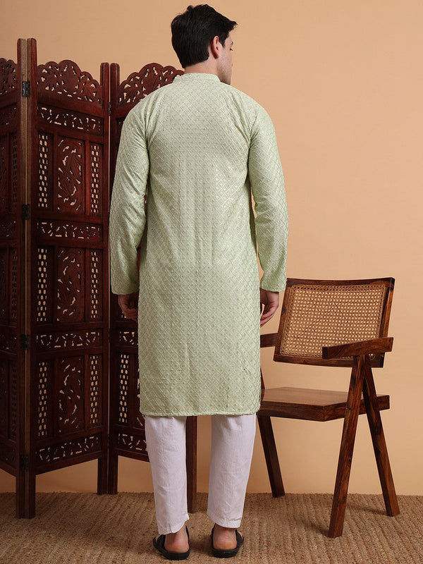 Amazing Green Color Rayon Fabric Kurta Pajama