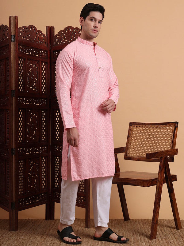 Amazing Pink Color Rayon Fabric Kurta Pajama