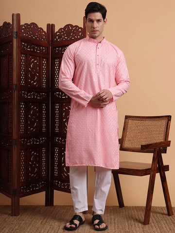 Amazing Pink Color Rayon Fabric Kurta Pajama