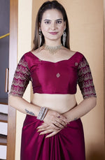 Dazzling Maroon Color Chiffon Fabric Designer Saree
