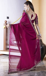 Dazzling Maroon Color Chiffon Fabric Designer Saree