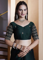 Dazzling Green Color Chiffon Fabric Designer Saree
