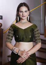 Dazzling Green Color Chiffon Fabric Designer Saree
