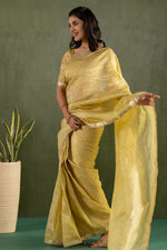 Amazing Yellow Color Chiffon Fabric Partywear Saree