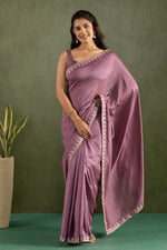 Amazing Purple Color Chiffon Fabric Partywear Saree