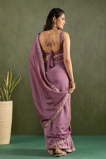 Amazing Purple Color Chiffon Fabric Partywear Saree