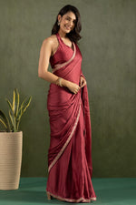 Amazing Maroon Color Chiffon Fabric Partywear Saree