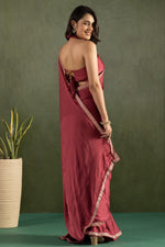 Amazing Maroon Color Chiffon Fabric Partywear Saree