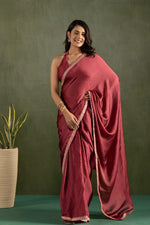 Amazing Maroon Color Chiffon Fabric Partywear Saree