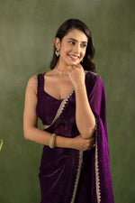 Amazing Purple Color Chiffon Fabric Partywear Saree