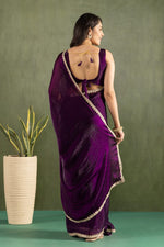 Amazing Purple Color Chiffon Fabric Partywear Saree
