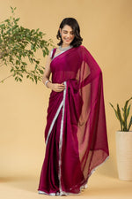 Amazing Maroon Color Chiffon Fabric Partywear Saree