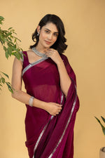 Amazing Maroon Color Chiffon Fabric Partywear Saree