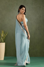 Amazing Teal  Color Chiffon Fabric Partywear Saree