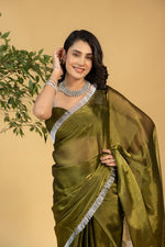 Amazing Green Color Chiffon Fabric Partywear Saree